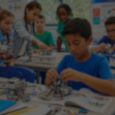 Aula de robótica no Colégio Rosa de Sharom