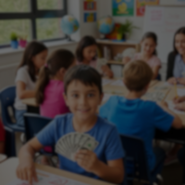 Aula de educação financeira no Colégio Rosa de Sharom